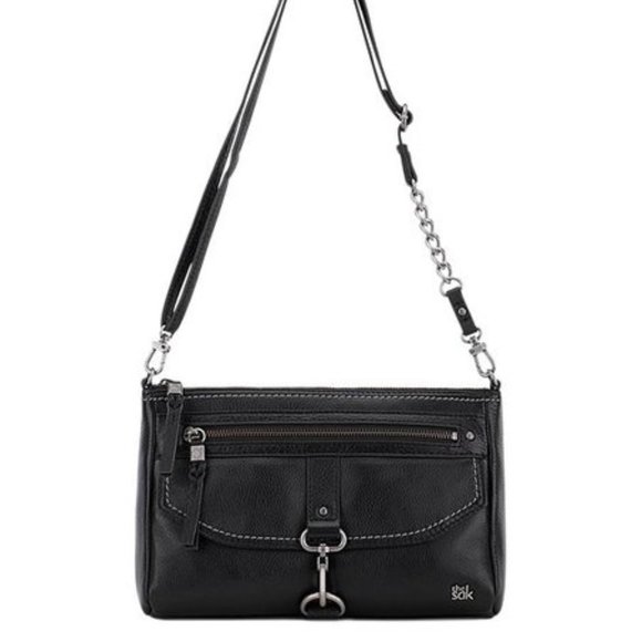 The Sak Handbags - The Sak Black Leather Compact Crossbody Purse Ventura